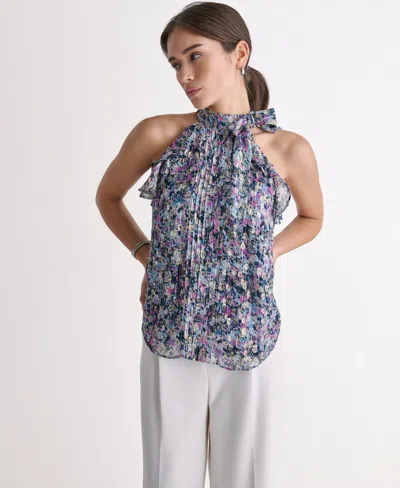 Bcbg Women's Printed Sleeveless Halter Top In Blue