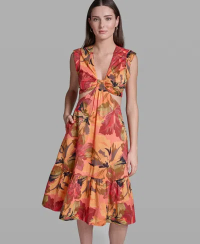 Bcbg Women's Printed V-neck Midi Dress In Multi