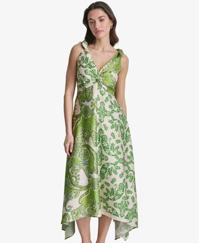 Bcbg Women's Printed V-neck Polyester Hem Dress In Green