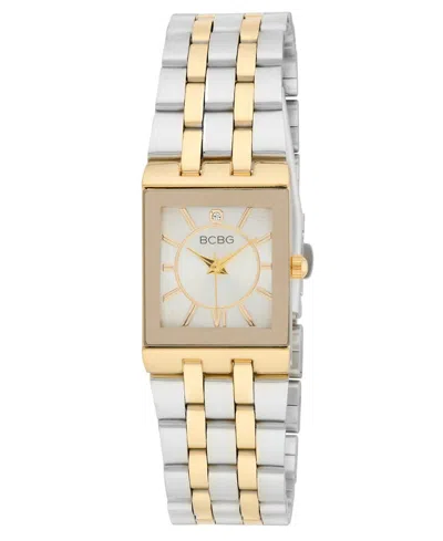 Bcbg Women's Quartz Rectangle Gold Stainless Steel Watch 22mm In Silver