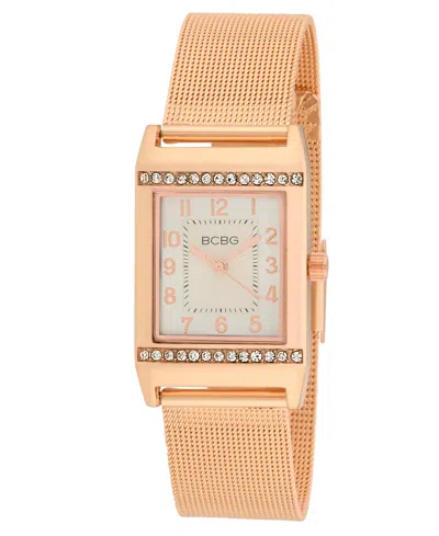 Bcbg Women's Quartz Rectangle Rose Gold Stainless Steel Watch 23mm In Transparent