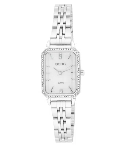 Bcbg Women's Quartz Rectangle Silver Stainless Steel Watch 23mm In Metallic