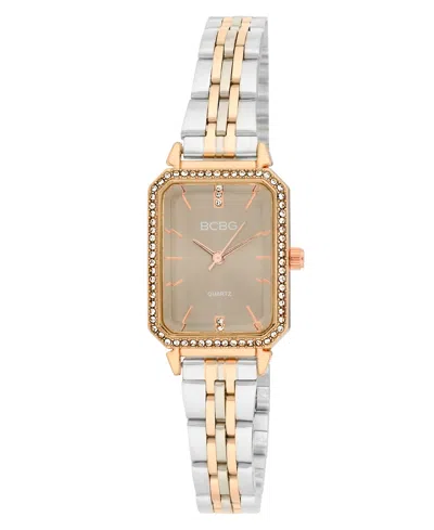 Bcbg Women's Quartz Rectangle Two-tone Stainless Steel Watch 23mm In Gold