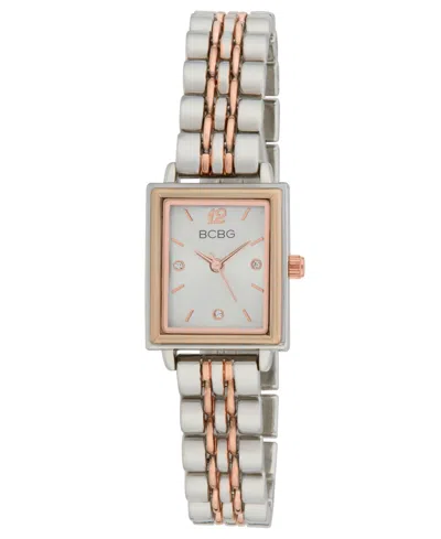 Bcbg Women's Quartz Rectangle Two-tone Stainless-steel Watch 21mm In Gold