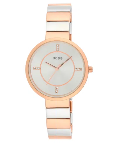 Bcbg Women's Quartz Round Gold Stainless Steel Watch 36mm In White