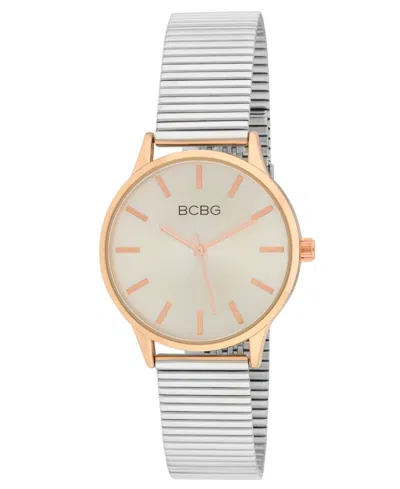 Bcbg Women's Quartz Round Rose Gold Stainless Steel; 34mm In White