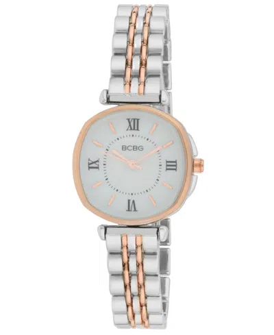 Bcbg Women's Quartz Round Rose Gold Stainless Steel Watch 28mm In Silver