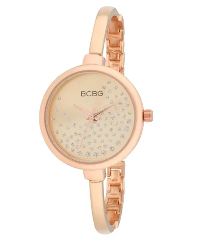 Bcbg Women's Quartz Round Rose Gold Stainless Steel Watch 32mm In Transparent