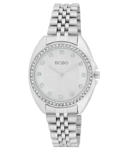 Bcbg Women's Quartz Round Silver Stainless Steel Watch 34mm In Metallic
