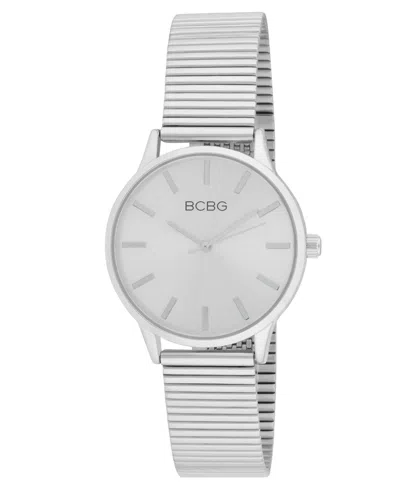 Bcbg Women's Quartz Round Silver Stainless Steel Watch 34mm In Metallic