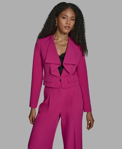 Bcbg Women's Ruffle Collar Long Sleeve Cropped Jacket In Brown