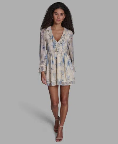 Bcbg Women's Ruffle Detail V-neck Mini Dress In Multi