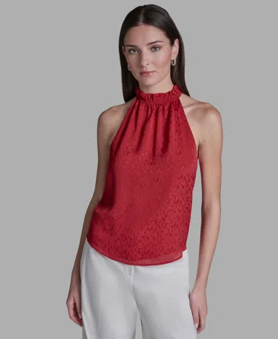 Bcbg Women's Ruffle Halter Neck Top In Red