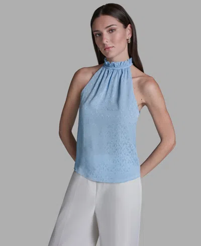 Bcbg Women's Ruffle Halter Neck Top In Blue