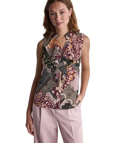 Bcbg Women's Ruffle Mixed Print Button-front Blouse In Blushstone Multi