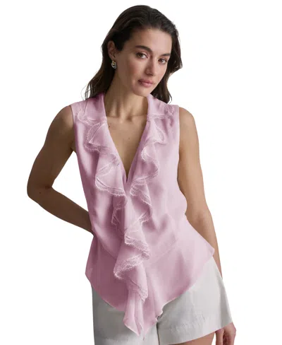 Bcbg Women's Ruffled V-neck Sleeveless Blouse In Pink
