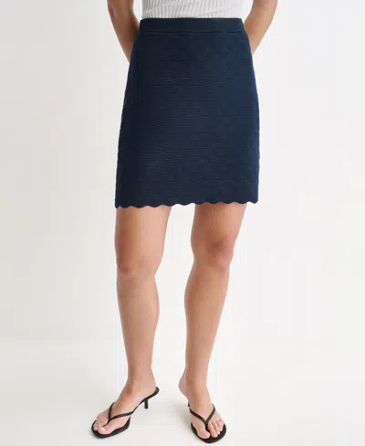 Bcbg Women's Scallop-hem Knit Mini Pencil Skirt In Blue