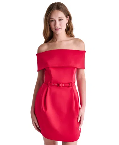 Bcbg Women's Scuba Off-the-shoulder Mini Dress In Red