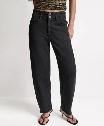 Bcbg Women's Seamed Mid-rise Loose-fit Jeans In Black