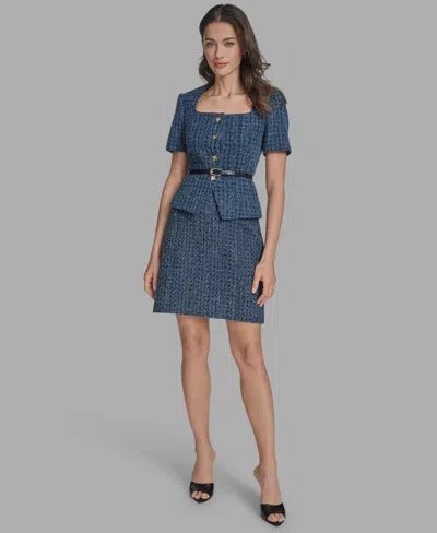 Bcbg Women's Short-sleeve Button-front Jacket Dress In Blue