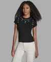 Bcbg Women's Short-sleeve Embellished T-shirt In Black