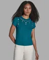 Bcbg Women's Short-sleeve Embellished T-shirt In Blue