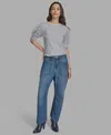 Bcbg Women's Short Sleeve Stripe Crewneck Top In Gray