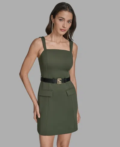 Bcbg Women's Sleeveless Belted A-line Dress In Green