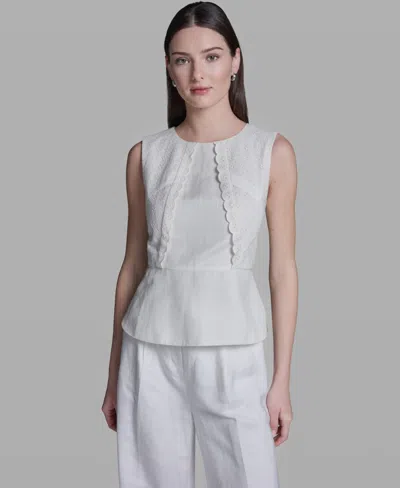 Bcbg Women's Sleeveless Crewneck Top In White