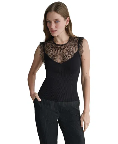 Bcbg Women's Sleeveless Floral Lace Top In Black
