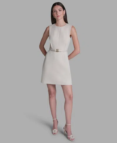Bcbg Women's Sleeveless Jacquard Belted Mini Dress In Sand