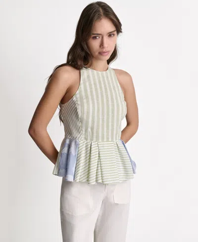 Bcbg Women's Sleeveless Ruffle Peplum Top In White