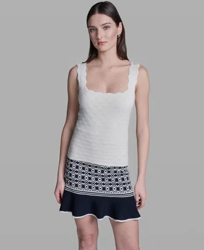 Bcbg Women's Sleeveless Sweater Knit Rayon Tank Top In White
