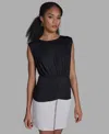Bcbg Women's Sleeveless Volume Shoulder Draped Pull-on Top In Multi