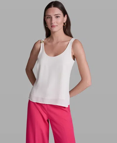 Bcbg Women's Solid Sleeveless Scoop Neck Woven Top In White