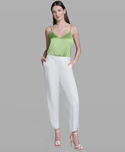 Bcbg Women's Straight Ankle High-rise Pants In White