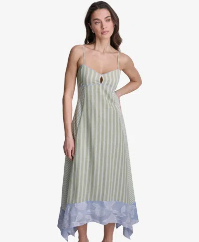 Bcbg Women's Striped High-low Midi Dress In White