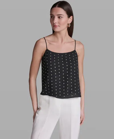 Bcbg Women's Studded Scoop Neck Cami Top In Black