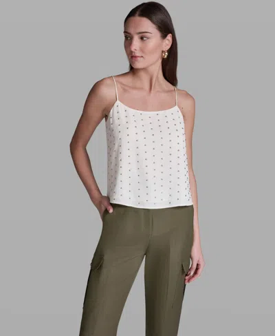 Bcbg Women's Studded Scoop Neck Cami Top In White