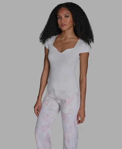 Bcbg Women's Sweetheart Neck Slim Fit Top In White