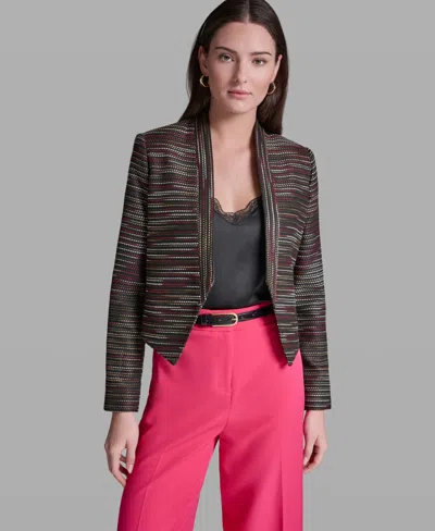Bcbg Women's Textured Open-front Collared Jacket In Multi