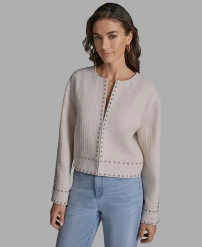 Bcbg Women's Textured Stud Trim Long-sleeve Jacket In Brown