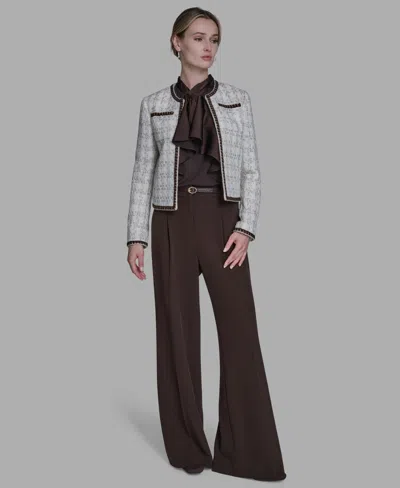 Bcbg Women's Tweed Open-front Jacket In White