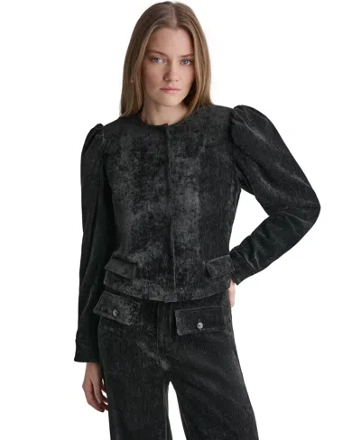 Bcbg Women's Velvet Cropped Jacket In Black