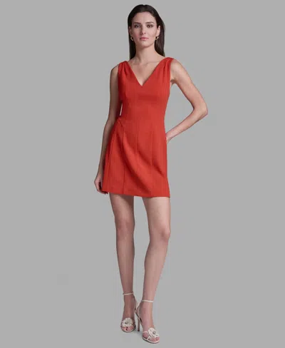 Bcbg Women's V-neck Fit-and-flare Mini Dress In Red