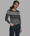 Bcbg Women's Wide Cuff Balloon-sleeve Crewneck Sweater In Gray