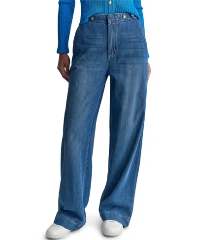 Bcbg Women's Wide-leg Tab Loose-fit Jeans In Blue