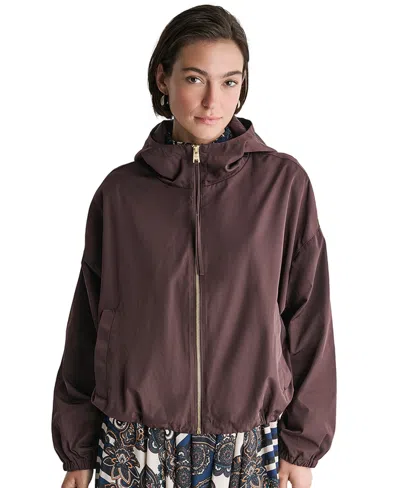 Bcbg Women's Zip-front Drawcord Hoodie Jacket In Brown