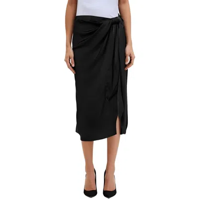 Bcbg Womens Faux Wrap Polyester Wrap Skirt In Black