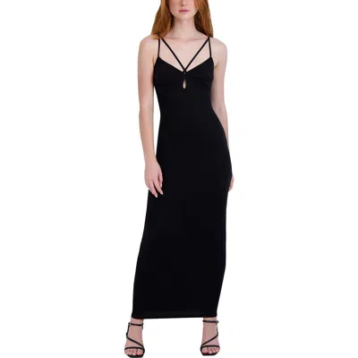 Bcbg Womens Keyhole Solid Maxi Dress In Black